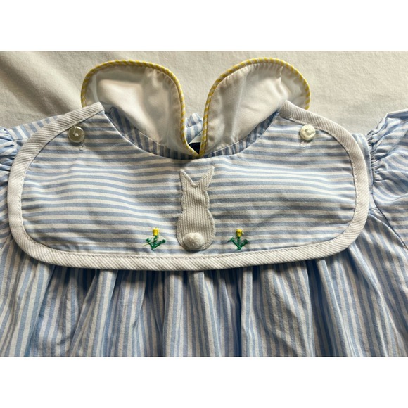 Funtasia! Too Dress Blue‎ White 4T Reversible Collar Bunny Flowers - Picture 4 of 12